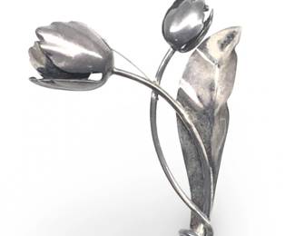 Vintage Mexico Sterling Silver Tulip Brooch