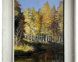 Signed Frances Lutz Fall Landscape Oil on Canvas