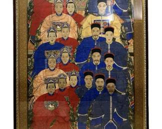 Antique Chinese Ancestor Paint on Silk Parchment