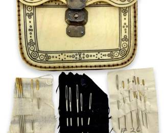 Chinese Etched Bone Sewing Needle Case