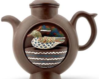 Chinese Yixing Zisha Terracotta Duck Teapot