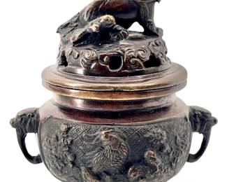 Vintage Bronze Foo Dog Incense Burner