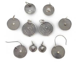 (10pc) Nadine Leo Sterling Pearl Earrings &