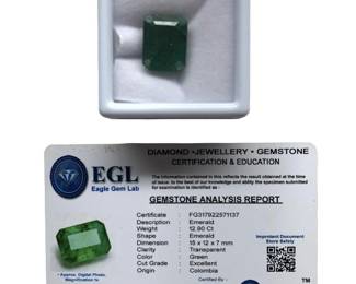 Approximately 12.90 Ct Excellent Cut Emerald