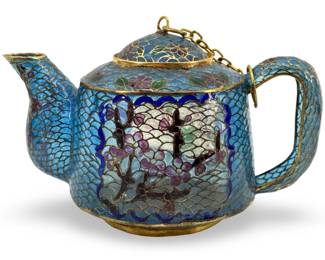 Old Transparent Glass Chinese Cloisonné Teapot