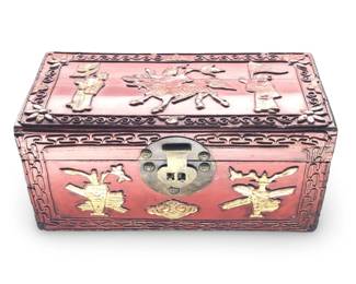 Vintage Red Lacquer Wood Chinese Medicine Box