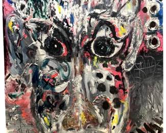 Large Signed K. Patrick Abstract Portrait Acrylic