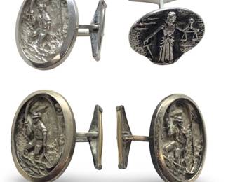 (4) Detailed Silver & Sterling Silver Cufflinks