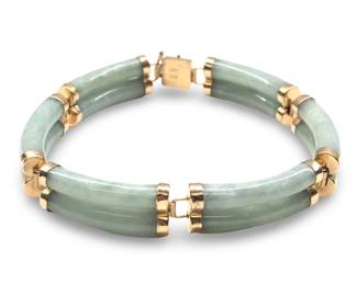 14Kt Yellow Gold Double Fu Fuku Fortune Jade