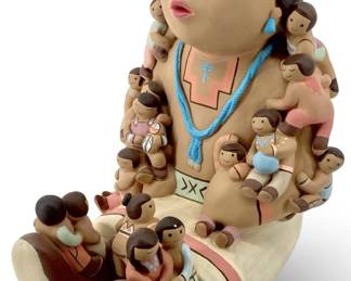 Native American Clay Pottery Storyteller Sculpture