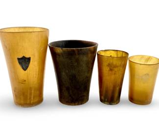 4pc Vintage Buffalo Horn Cups & Shotglasses