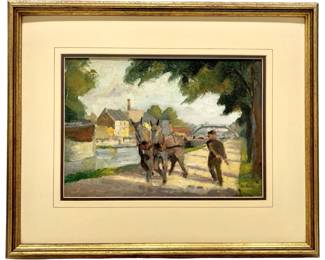 Signed Will Haenel Oil on canvas “Working Horses"