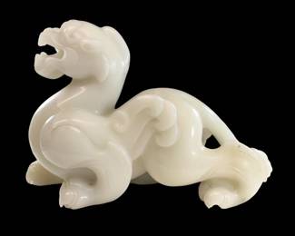 Large Carved White Jade Chinese Bixie