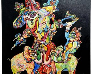 Signed Alex Arshansky “Circus" Oil on Canvas