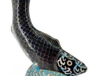 Enameled Cloisonné Brass Fish Vase