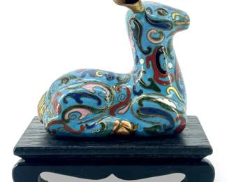 Japanese Cloisonné Sitting Deer Figure