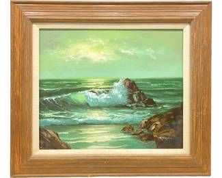 Signed R. Cristi Oil on Canvas Wave Crash