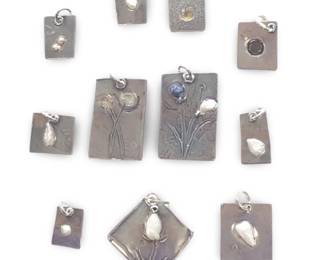 (11) Nadine Leo Silver Pearl Gemstone Pendants