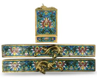 Enameled Cloisonné Dragon Paperweights & Boxes