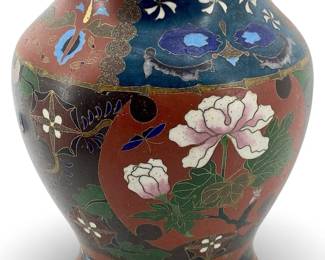Meiji Japanese Brass Cloisonné Vase