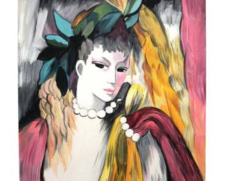 After Marie Laurencin Pearl Necklace Acrylic on