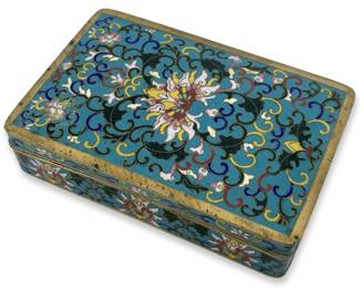 Antique Enameled Cloisonné Brass Dresser Box