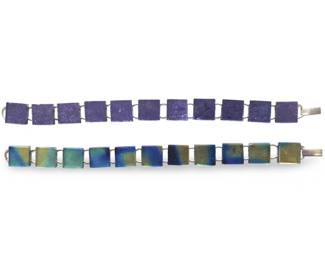 (2) Radiant Sterling Silver Dichroic Bracelets