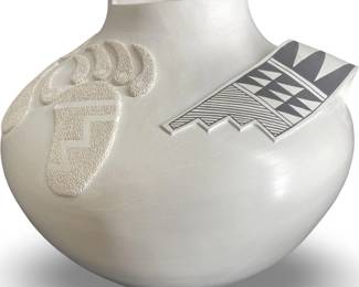 Signed Acoma Bear Claw Seed Pot