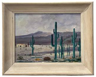Signed Sullivan Desert Landscape Acrylic on Panel
