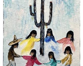 Signed Charlie Hewitt Oil “Ted DeGrazia Tribute"