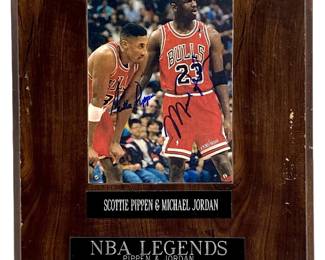 Signed Pippen & Jordan Chicago Bulls Plaque