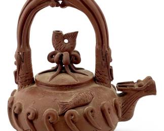 Chinese Stamped Terracotta Teapot