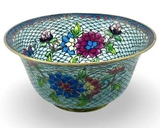 Chinese Plique-a-Jour Enamel Cloisonné Bowl