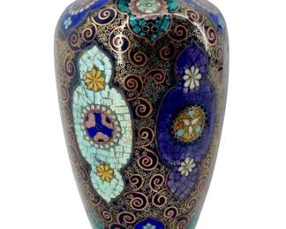 Meiji Japan Brass Cloisonné Enameled Vase