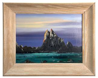 Signed Sullivan “Shiprock Sunset" Oil on Panel