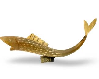 Carved Cow Horn Fish Sculpture