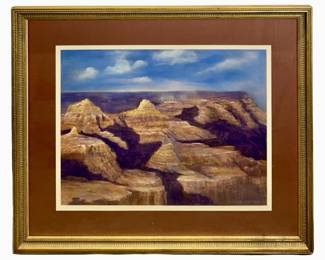 Signed Millie Watters Canyon Oil Pastel Drawing