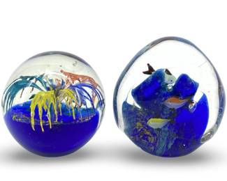 2pc Nautical Murano Art Glass Paperweights