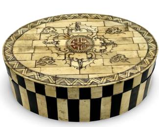 Vintage Etched Bone Paneled Dresser Box