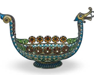 Plique-a-Jour Sterling Cloisonné Viking Boat