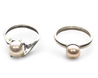 (2) Stunning Silver & Sterling Silver Pearl Rings