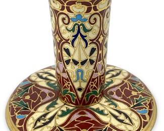 Brass Cloisonné Enamel Candlestick Holder