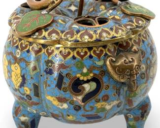 Antique Chinese Cloisonné Footed Dish