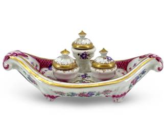 Hand Painted France-Sampson Porcelain Ink Wells