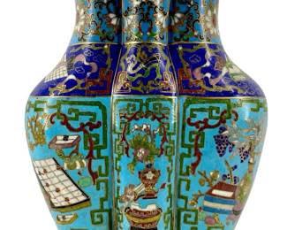 Vintage Enameled Cloisonné Brass Vase