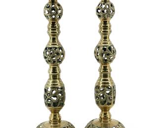 2pc Vintage Brass Candlesticks