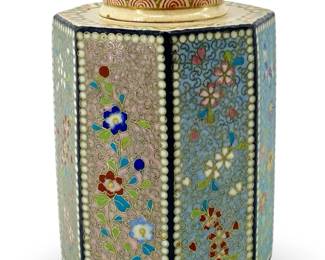 Chinese Cloisonné Bone Tea Caddy