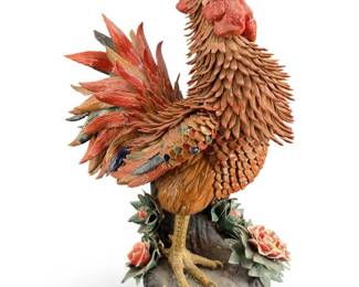 Large Chinese Ceramic Noble Rooster Sculpture