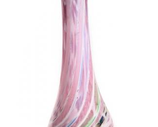 Signed Brooke Pink Swirl Confetti Art Glass Vase