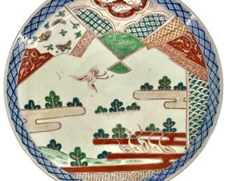 Chinese Hand Painted Crane Porcelain Art Plate